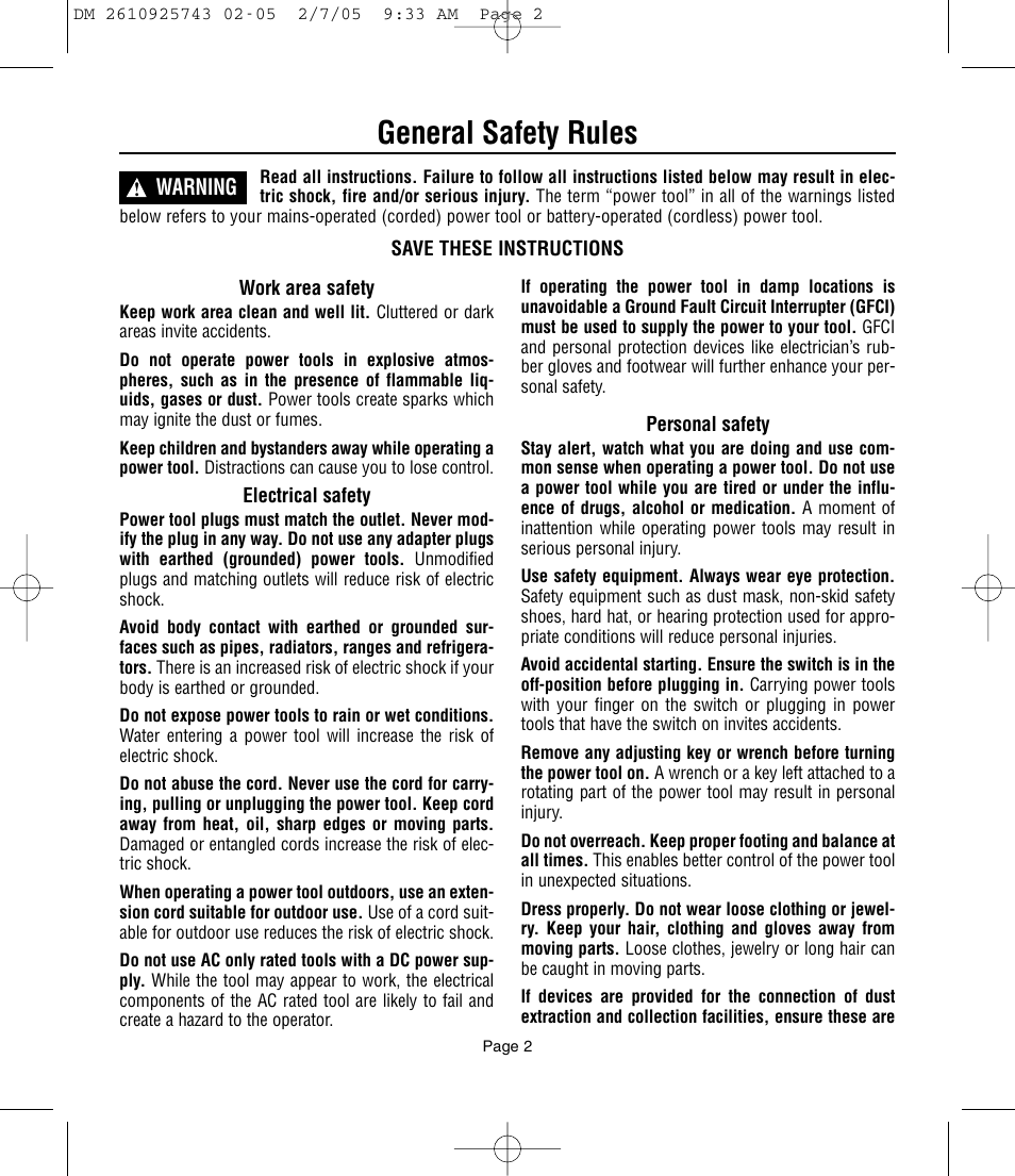 General safety rules | Dremel 770 User Manual | Page 2 / 68