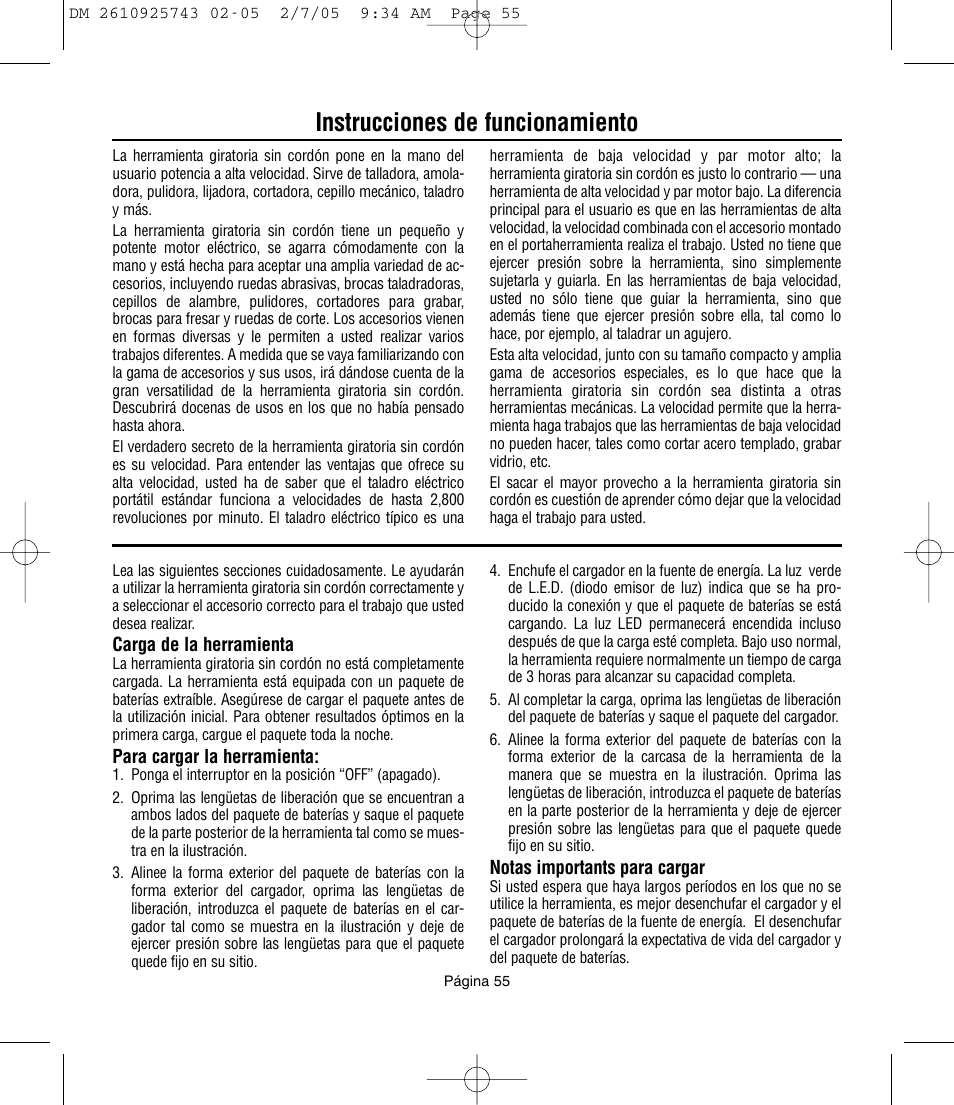 Instrucciones de funcionamiento | Dremel 770 User Manual | Page 55 / 68