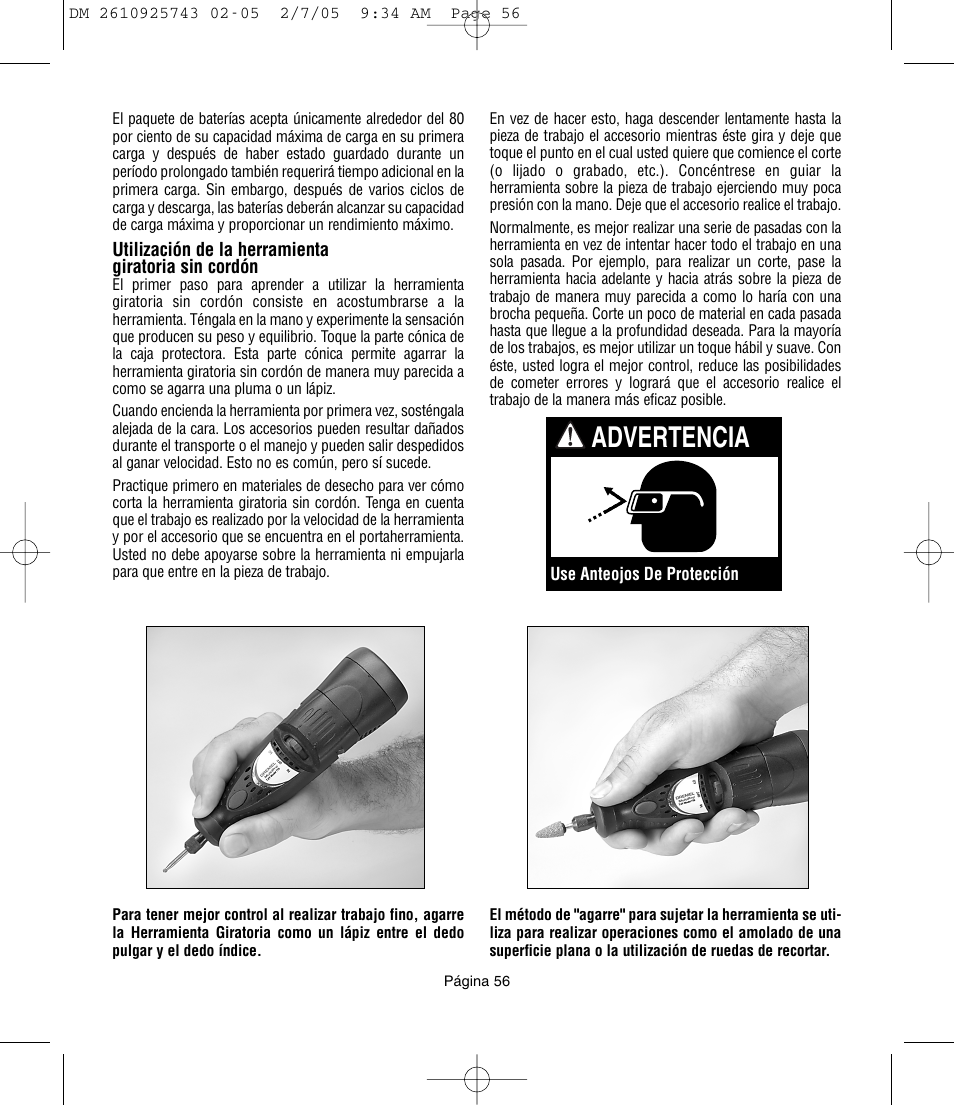 Advertencia | Dremel 770 User Manual | Page 56 / 68