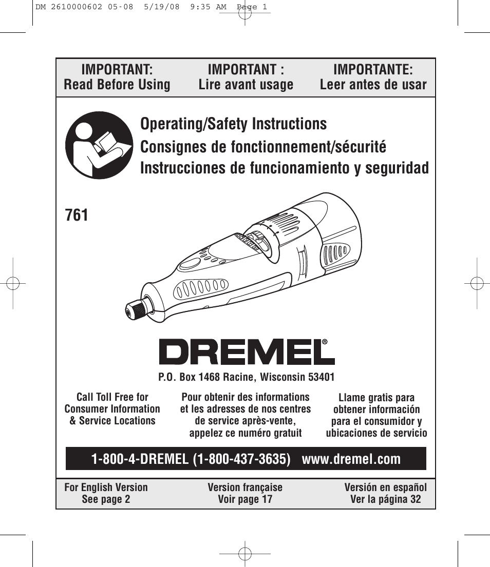 Dremel DM 2610000602 761 User Manual | 48 pages