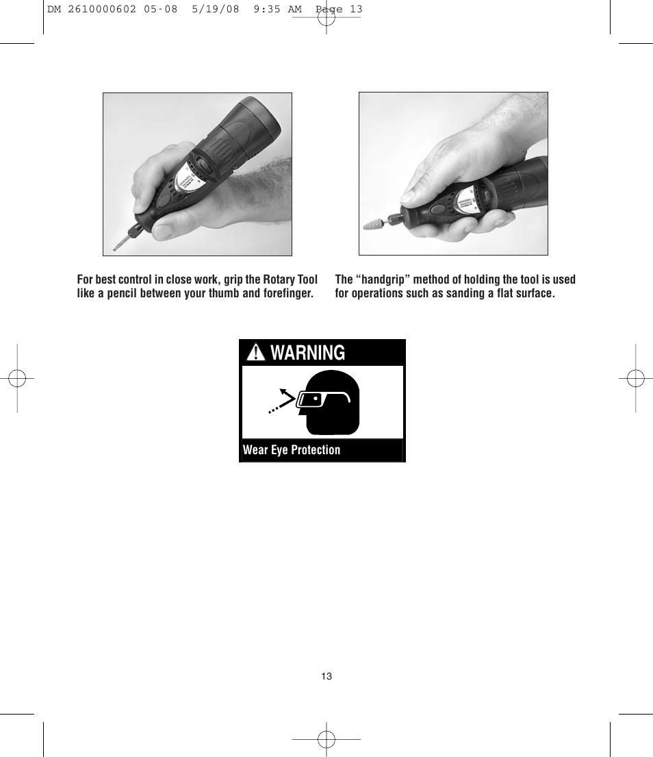 Warning | Dremel DM 2610000602 761 User Manual | Page 13 / 48