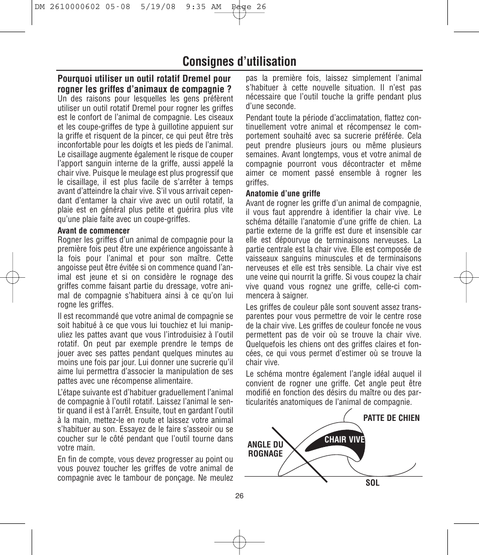 Consignes d’utilisation | Dremel DM 2610000602 761 User Manual | Page 26 / 48