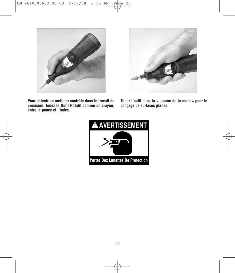 Avertissement | Dremel DM 2610000602 761 User Manual | Page 28 / 48