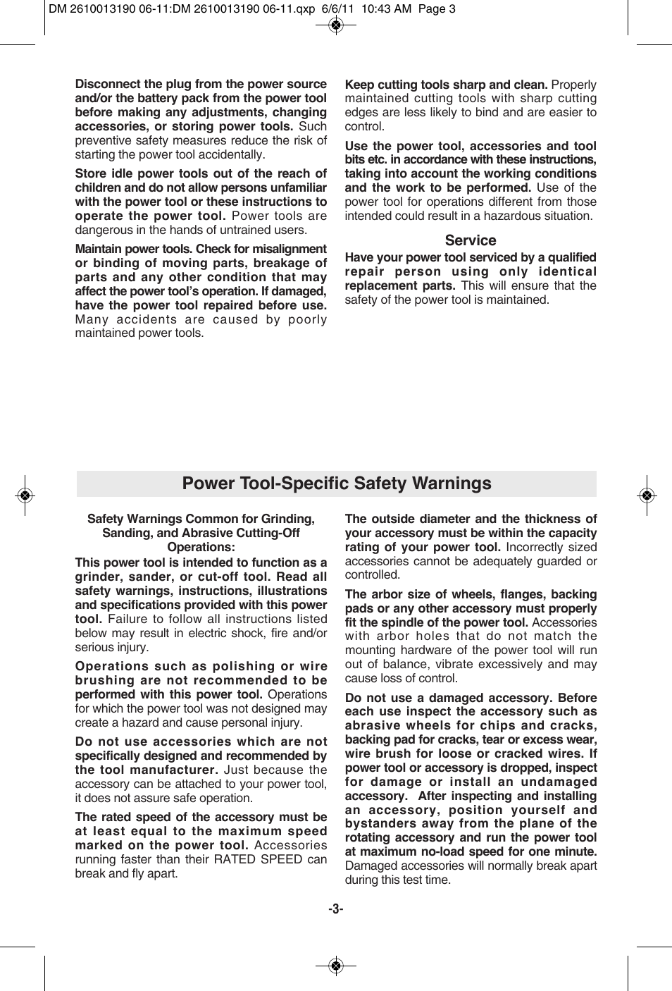 Power tool-specific safety warnings | Dremel SM20 User Manual | Page 3 / 60