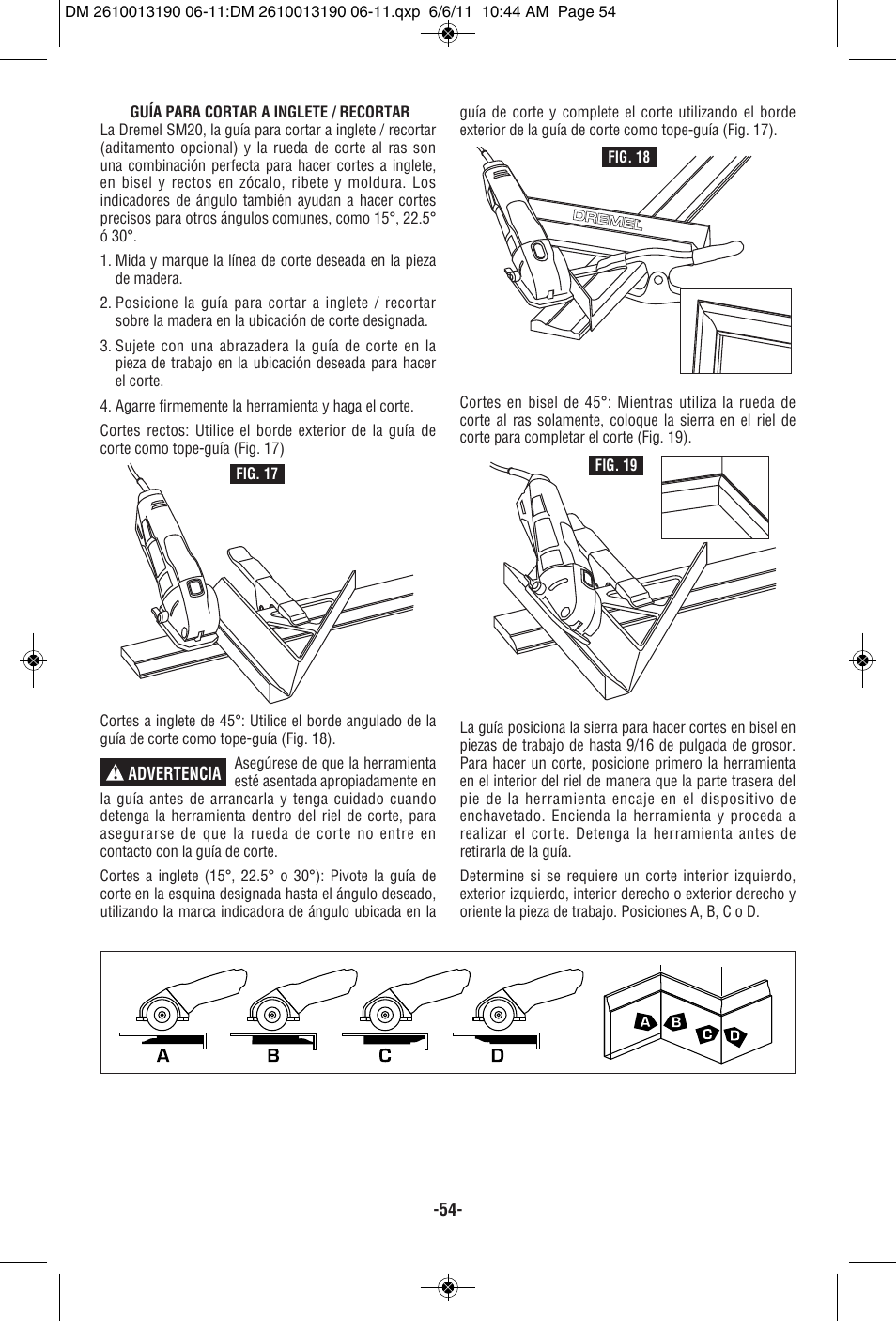 Dremel SM20 User Manual | Page 54 / 60