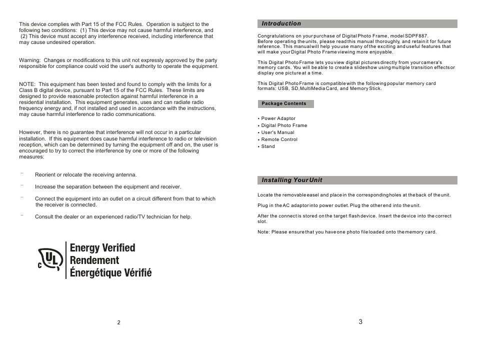 Ò³ãæ 3 | Curtis SDPF887 User Manual | Page 3 / 6