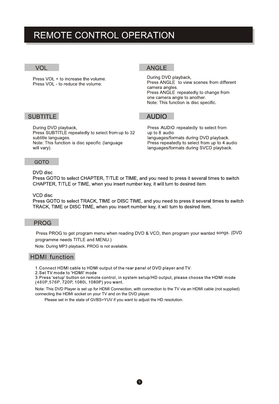 Hc-2009207 dwm-100 mtk高清 英文manual 9, Audio | Curtis SDVD6655-B User Manual | Page 12 / 15