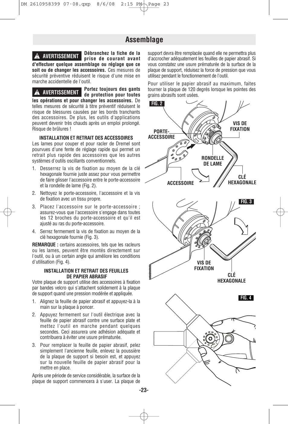 Assemblage | Dremel 6300 User Manual | Page 23 / 52