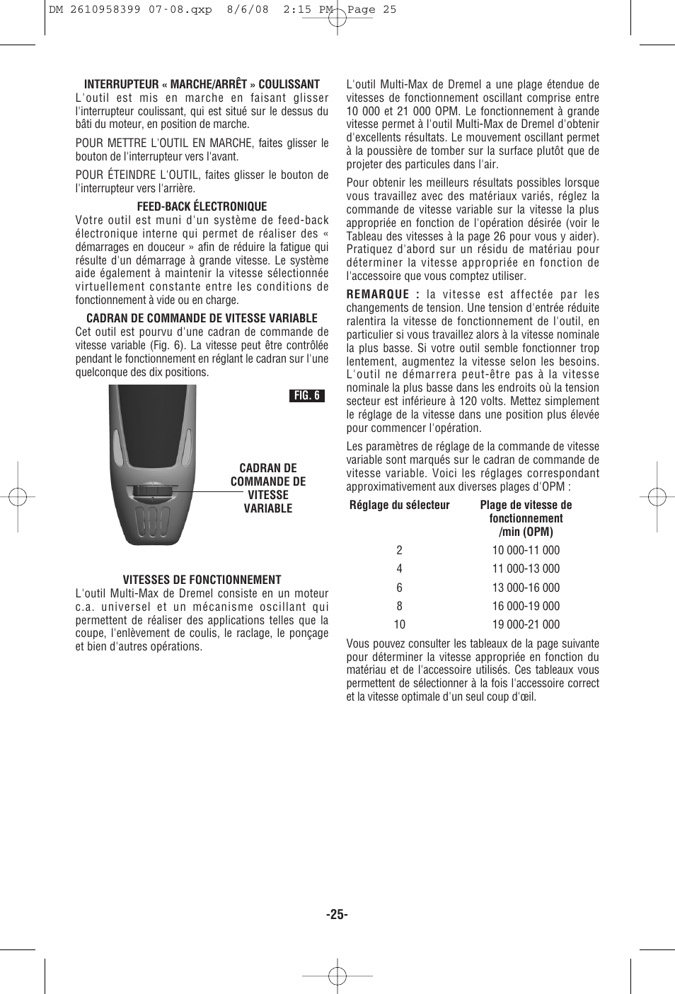 Dremel 6300 User Manual | Page 25 / 52