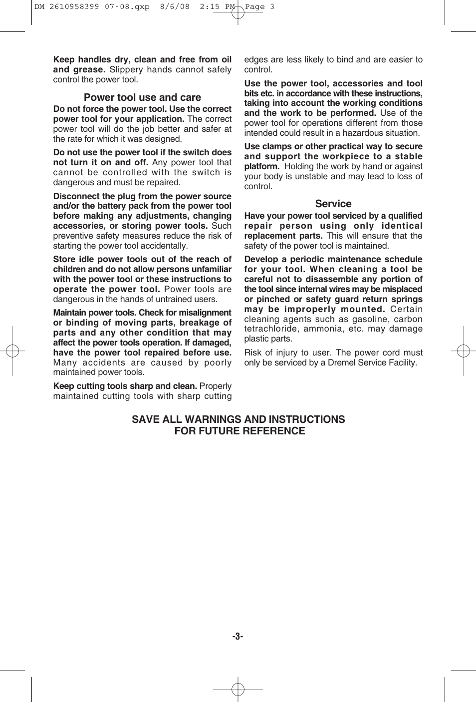 Dremel 6300 User Manual | Page 3 / 52