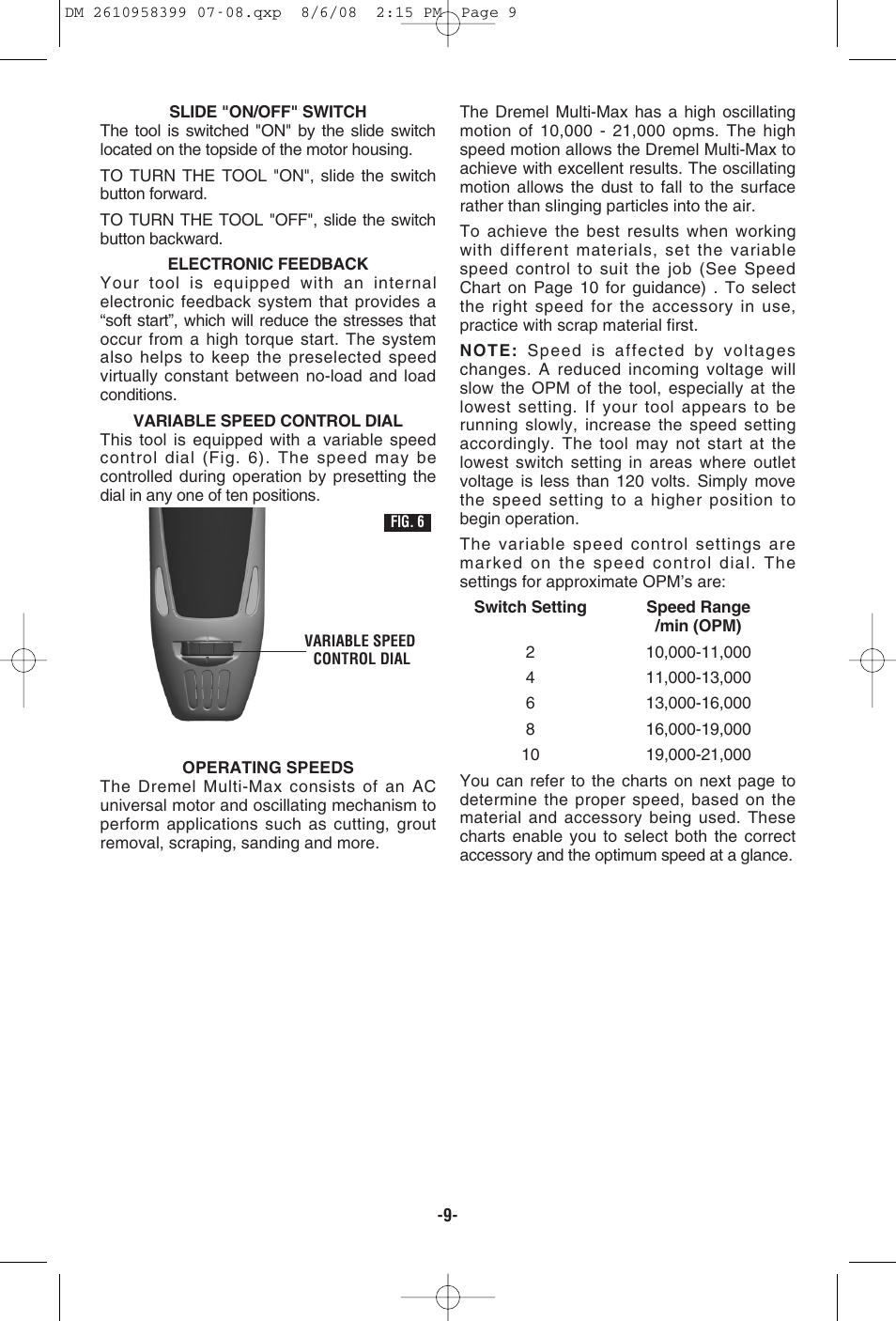 Dremel 6300 User Manual | Page 9 / 52