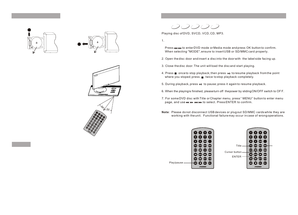 Ò³ãæ 6, Mode, Basic operation | Curtis SDVD1332 User Manual | Page 6 / 11
