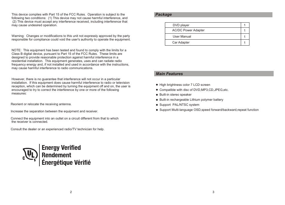 Ò³ãæ 3 | Curtis SDVD7003D User Manual | Page 3 / 9