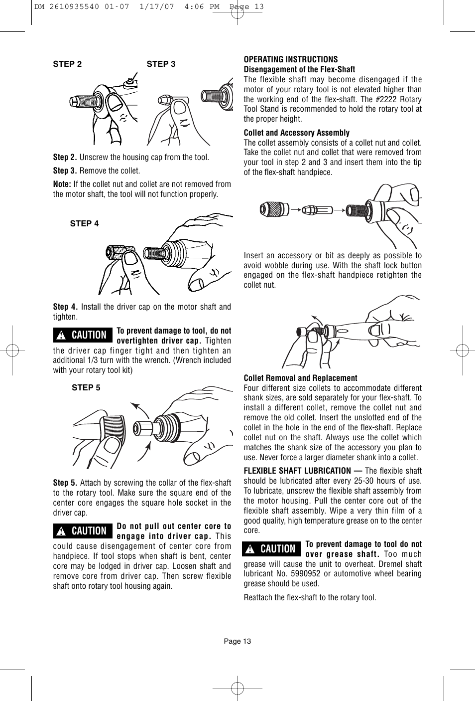 Caution | Dremel F013039519 User Manual | Page 13 / 88