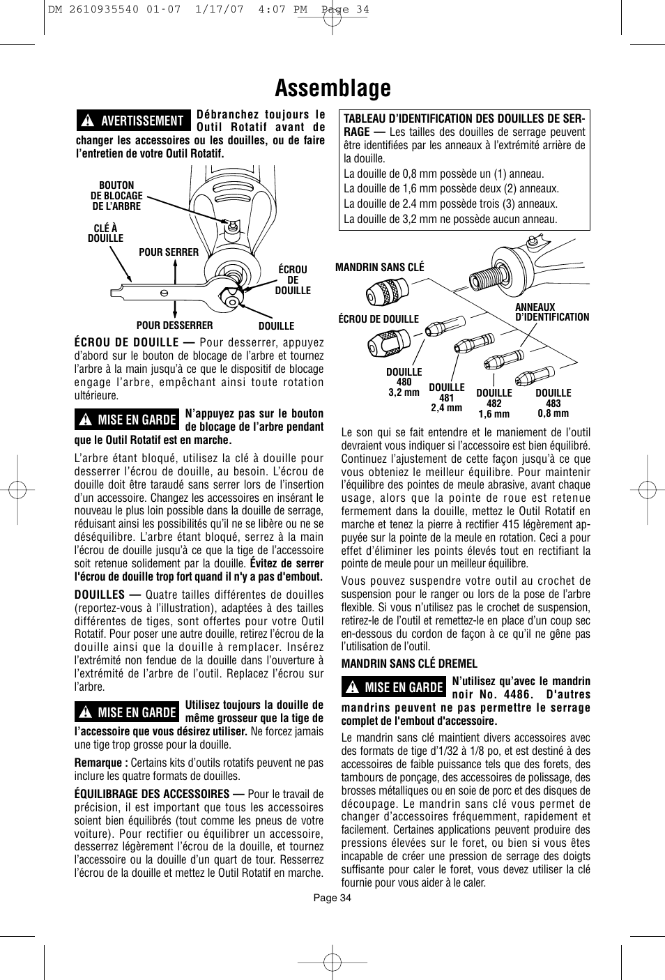 Assemblage | Dremel F013039519 User Manual | Page 34 / 88