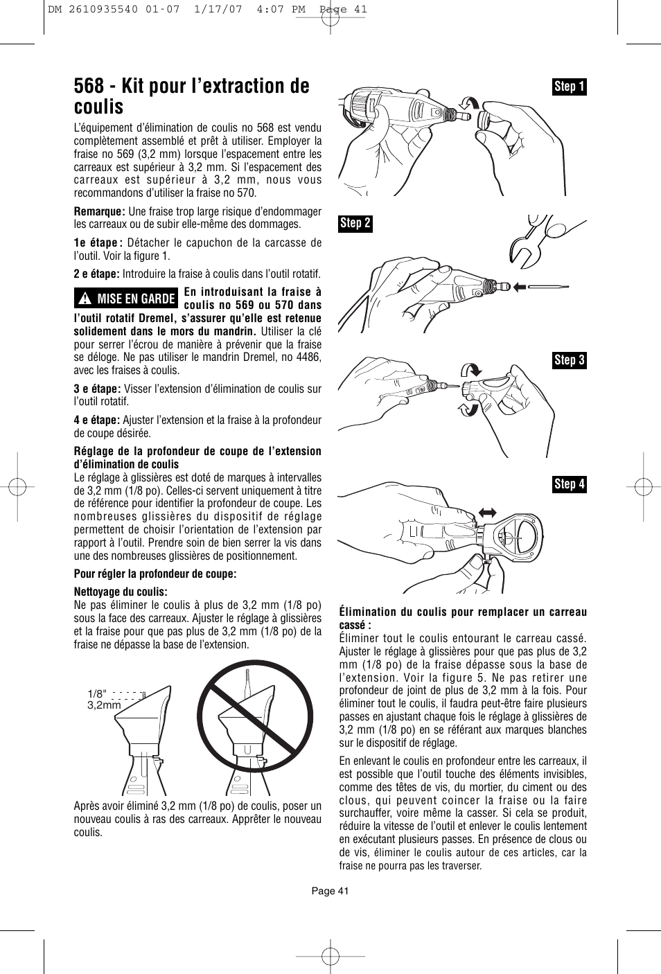 568 - kit pour l’extraction de coulis | Dremel F013039519 User Manual | Page 41 / 88