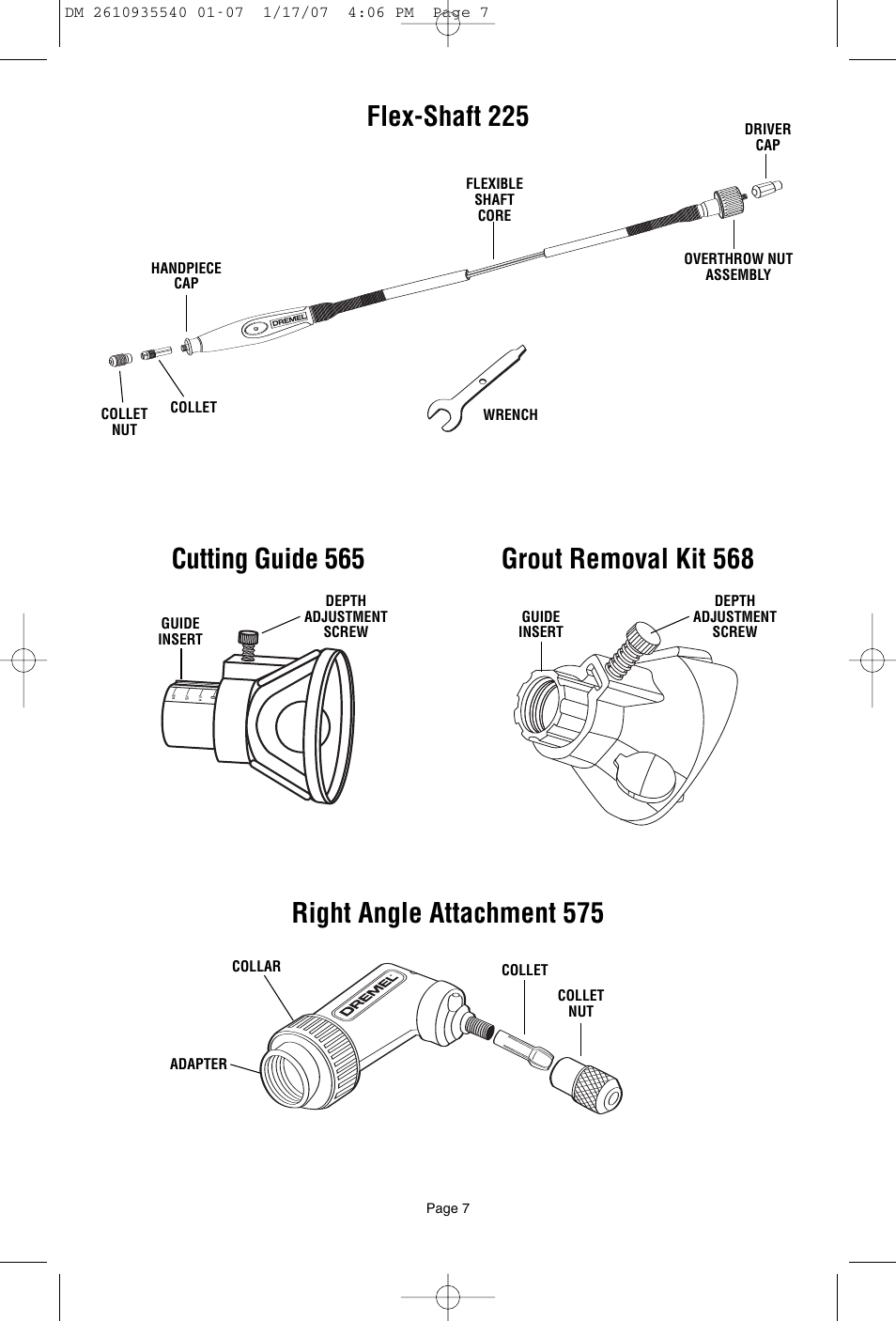 Flex-shaft 225 | Dremel F013039519 User Manual | Page 7 / 88