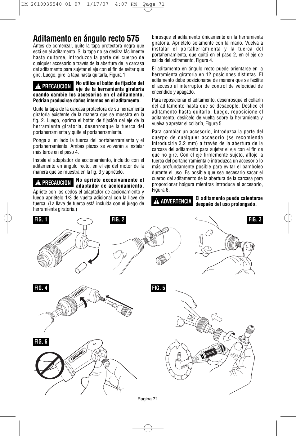 Aditamento en ángulo recto 575 | Dremel F013039519 User Manual | Page 71 / 88