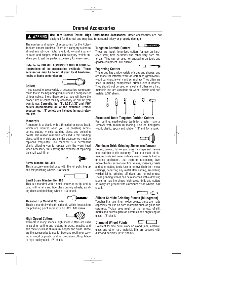 Dremel accessories | Dremel 780 User Manual | Page 16 / 63