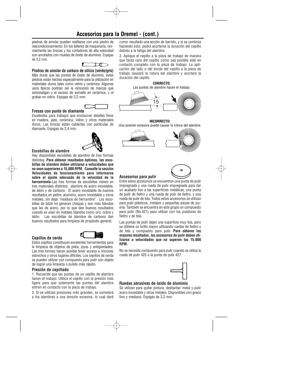Accesorios para la dremel - (cont.) | Dremel 780 User Manual | Page 57 / 63