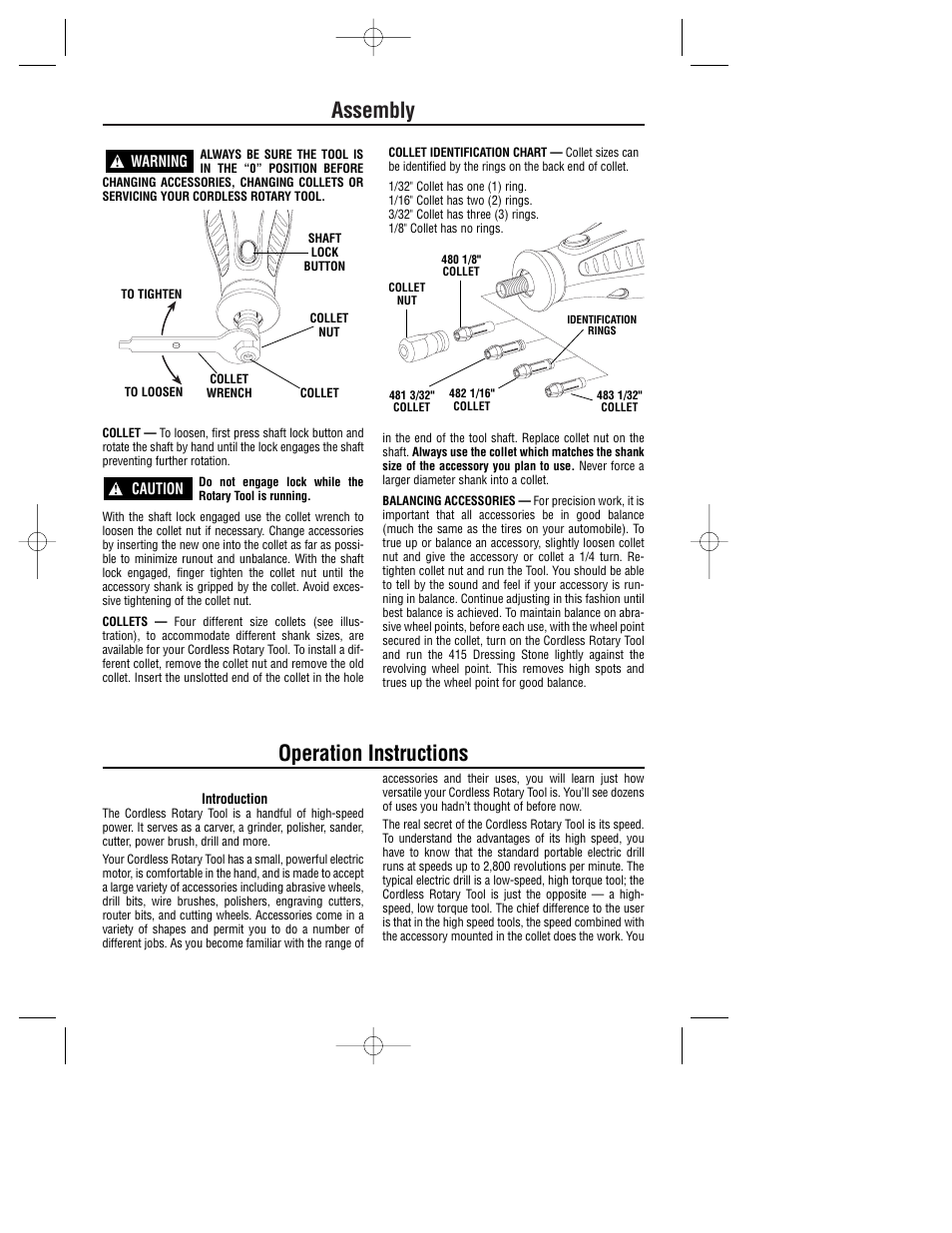 Assembly, Operation instructions | Dremel 780 User Manual | Page 8 / 63