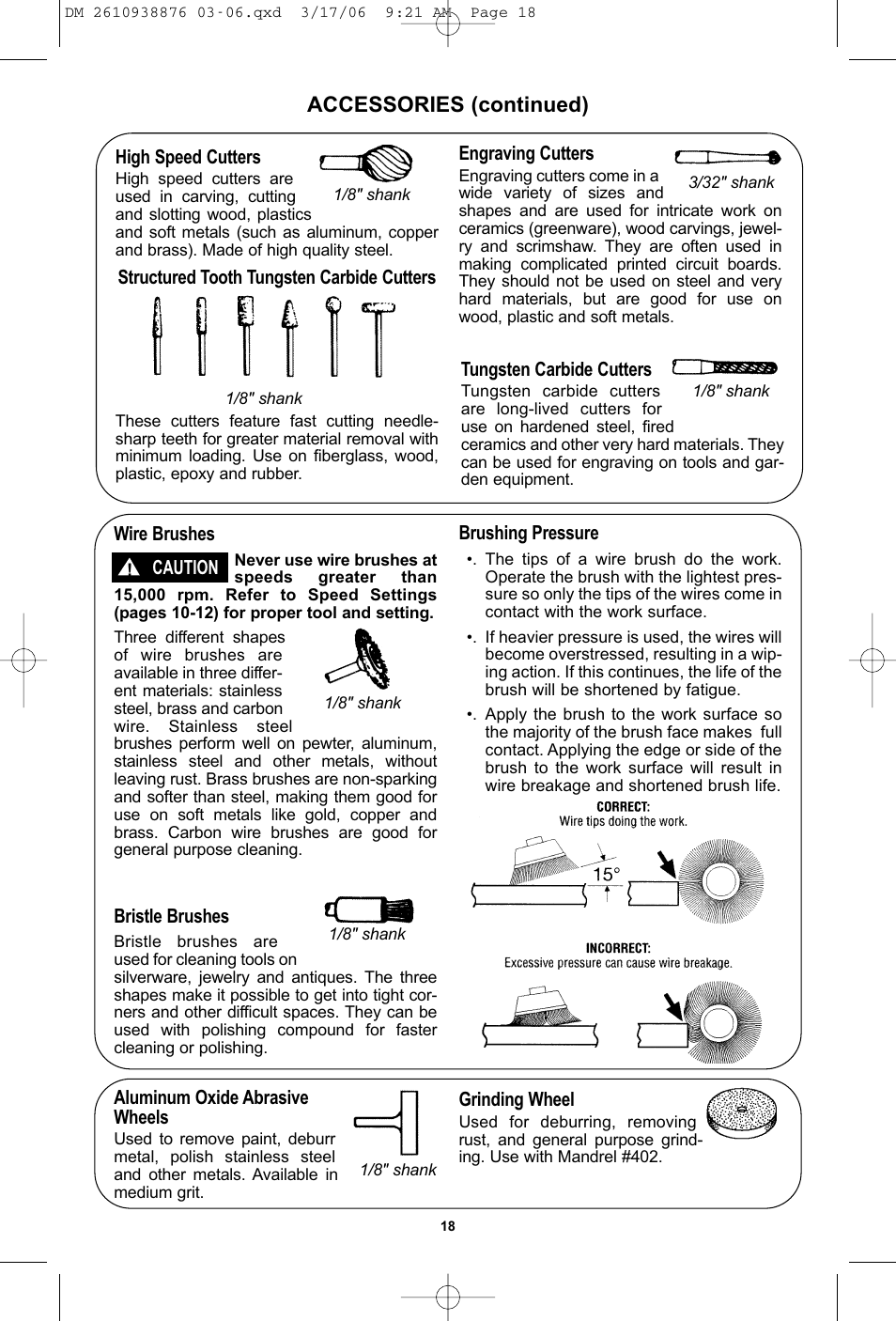 Accessories (continued) | Dremel 03-5415317 User Manual | Page 18 / 24