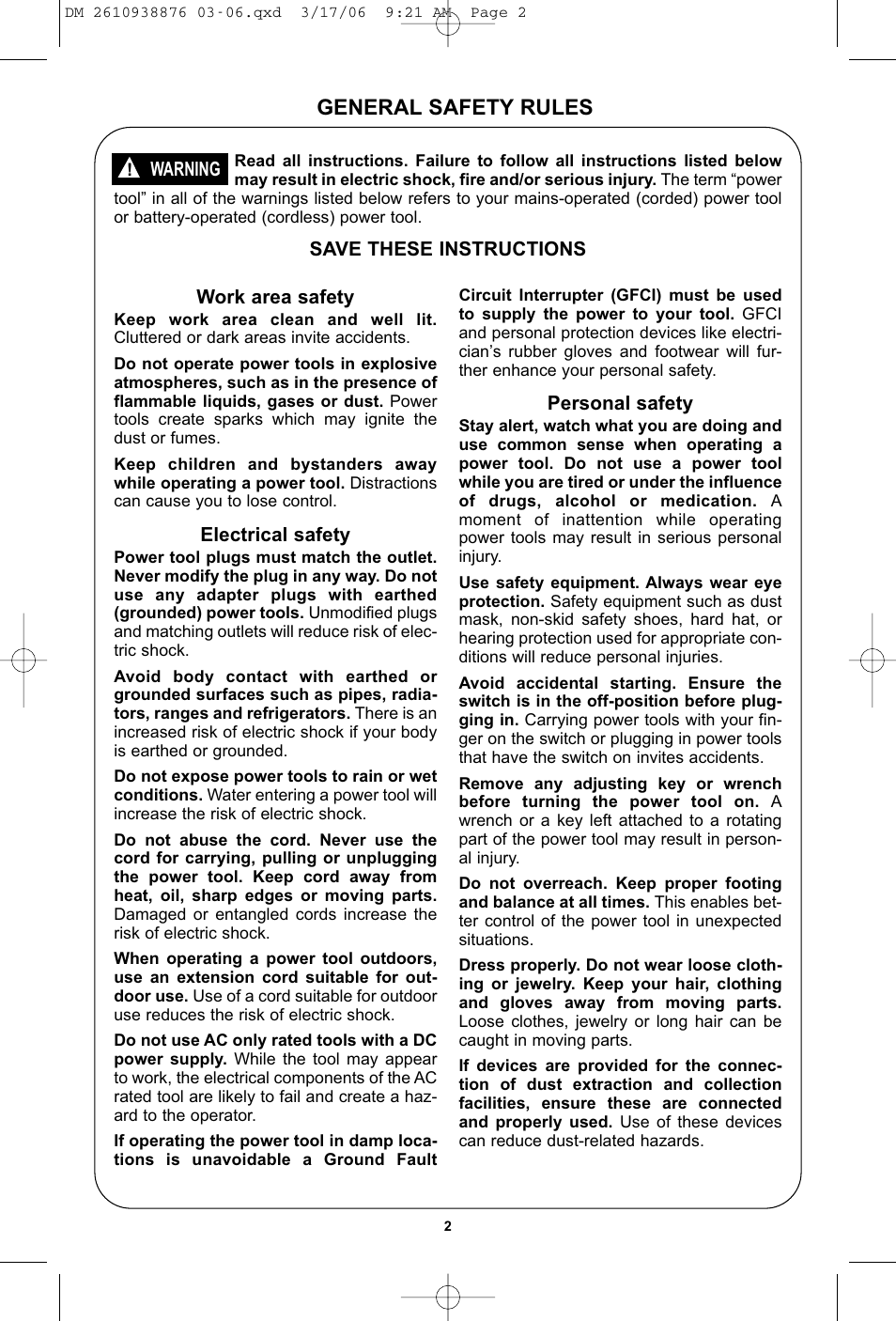 General safety rules | Dremel 03-5415317 User Manual | Page 2 / 24