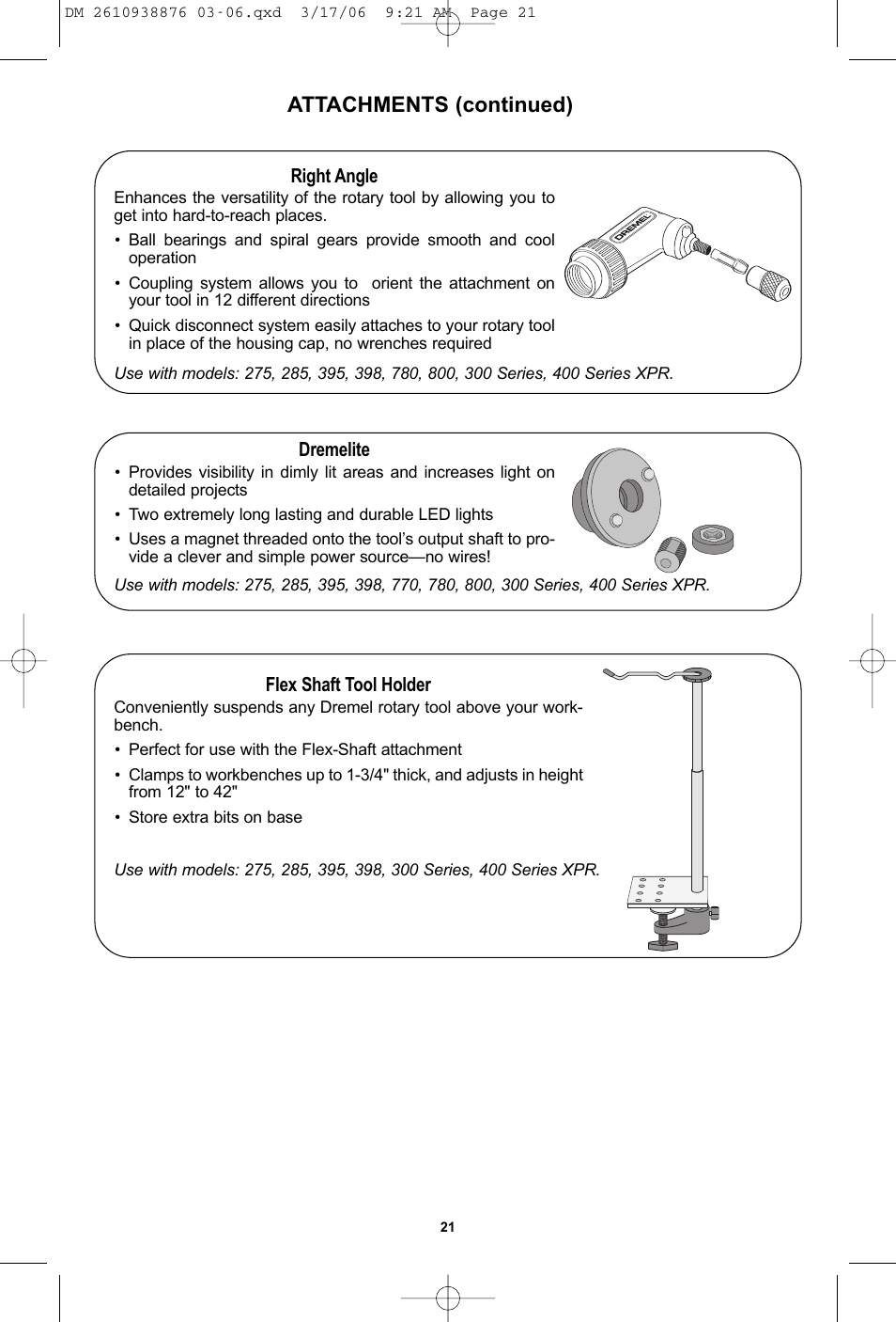 Attachments (continued) | Dremel 03-5415317 User Manual | Page 21 / 24