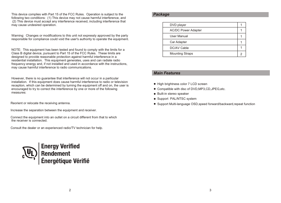 Ò³ãæ 3 | Curtis SDVD8716D User Manual | Page 3 / 11