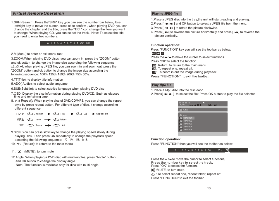 Ò³ãæ 8, Virtual remote operation | Curtis SDVD8716D User Manual | Page 8 / 11