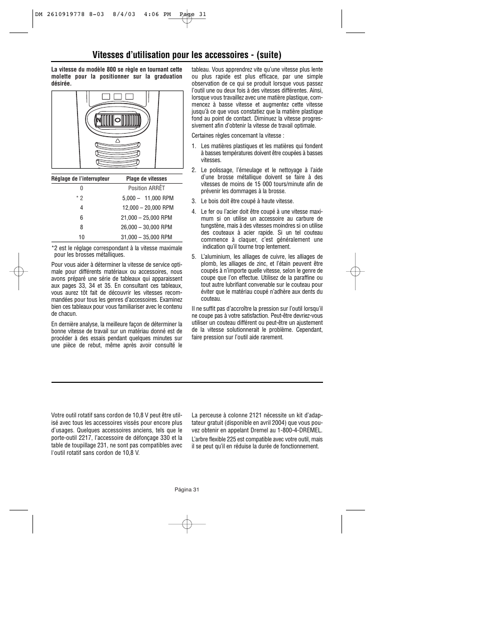 Dremel 800 User Manual | Page 31 / 64
