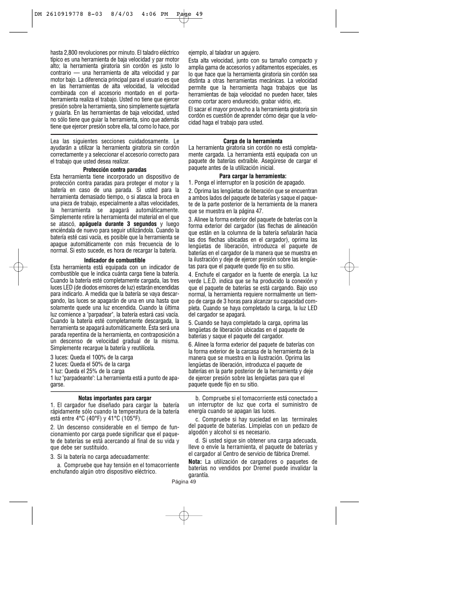 Dremel 800 User Manual | Page 49 / 64