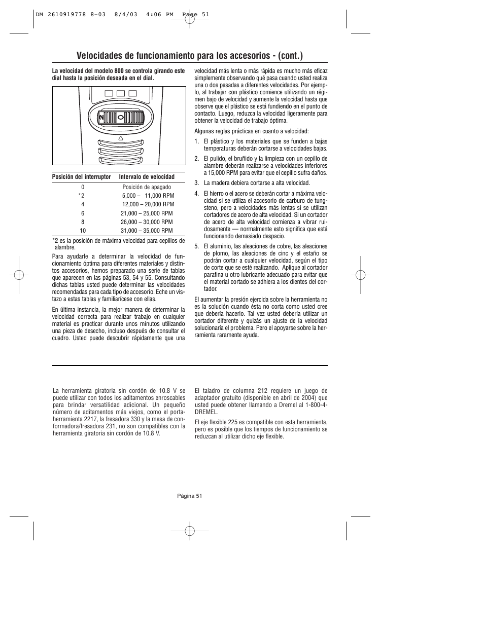 Dremel 800 User Manual | Page 51 / 64