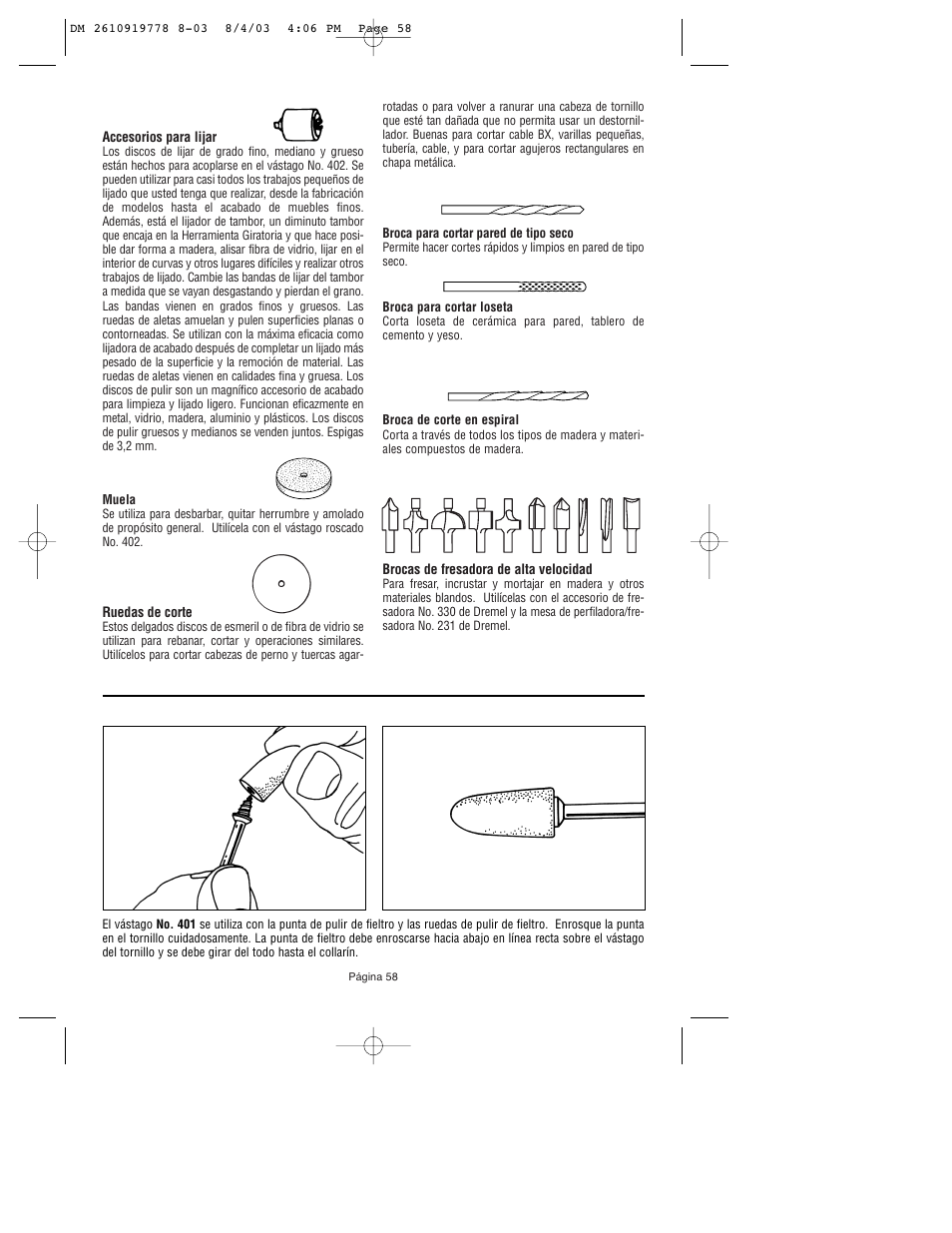 Dremel 800 User Manual | Page 58 / 64