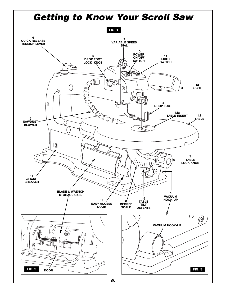 Getting to know your scroll saw | Dremel 1680 User Manual | Page 9 / 64