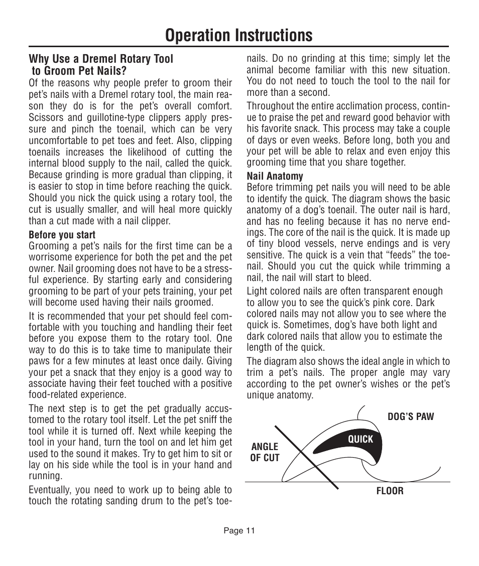 Operation instructions | Dremel 761 User Manual | Page 11 / 52