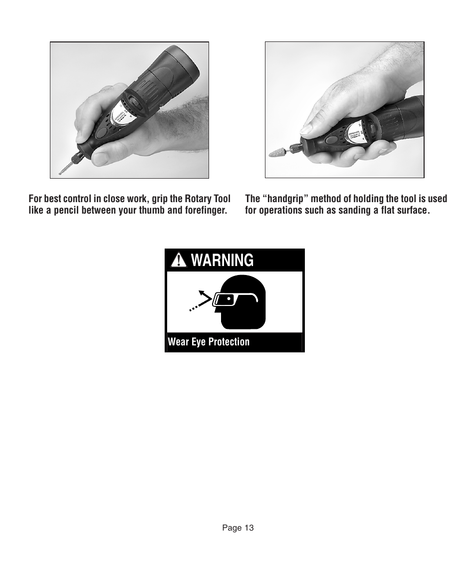 Warning | Dremel 761 User Manual | Page 13 / 52