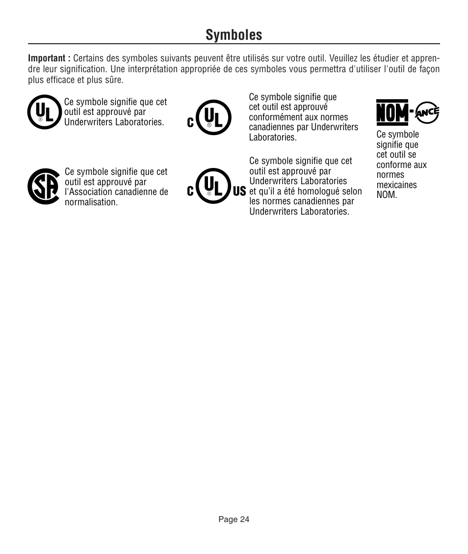 Symboles | Dremel 761 User Manual | Page 24 / 52