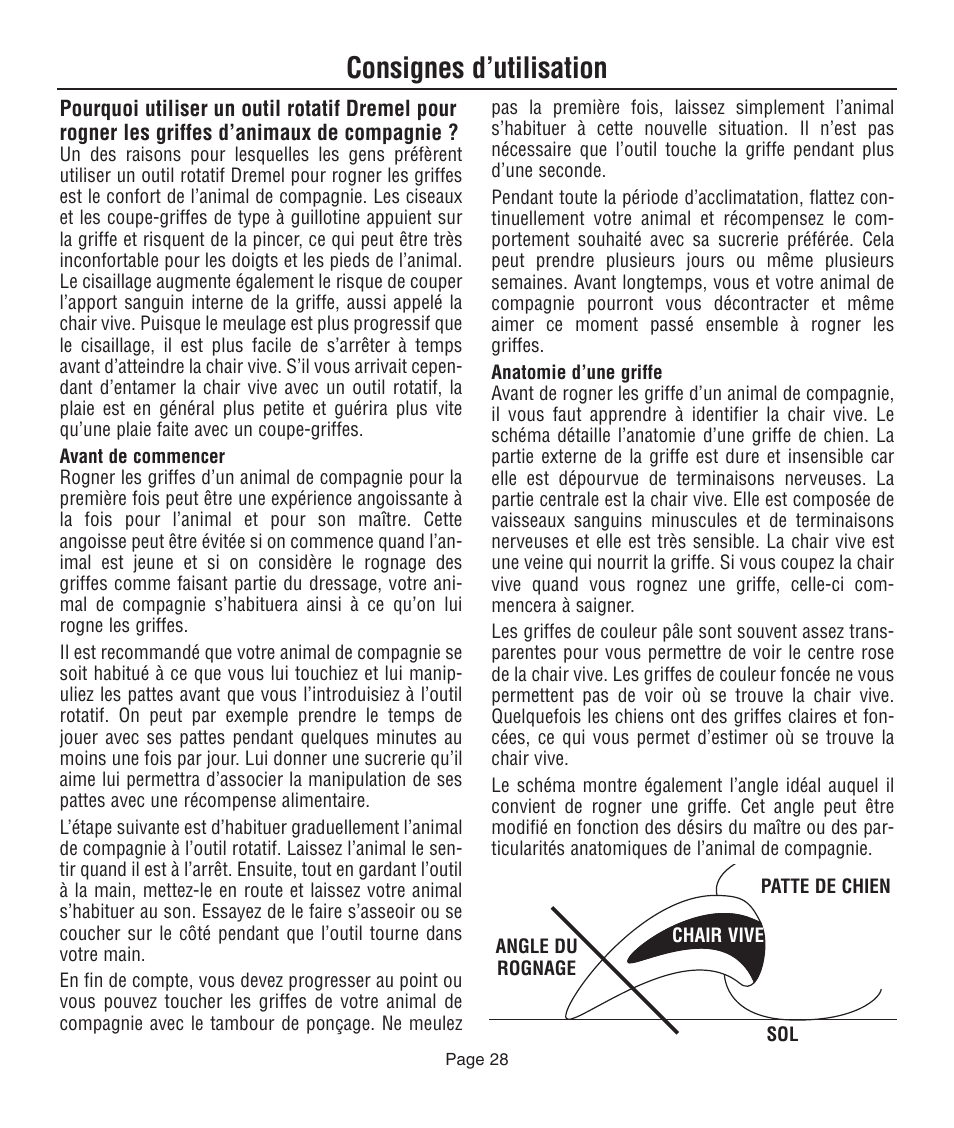 Consignes d’utilisation | Dremel 761 User Manual | Page 28 / 52