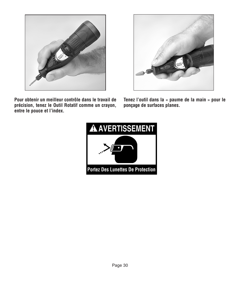 Avertissement | Dremel 761 User Manual | Page 30 / 52