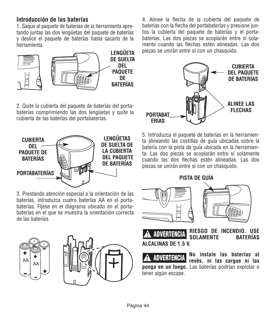 Advertencia | Dremel 761 User Manual | Page 44 / 52