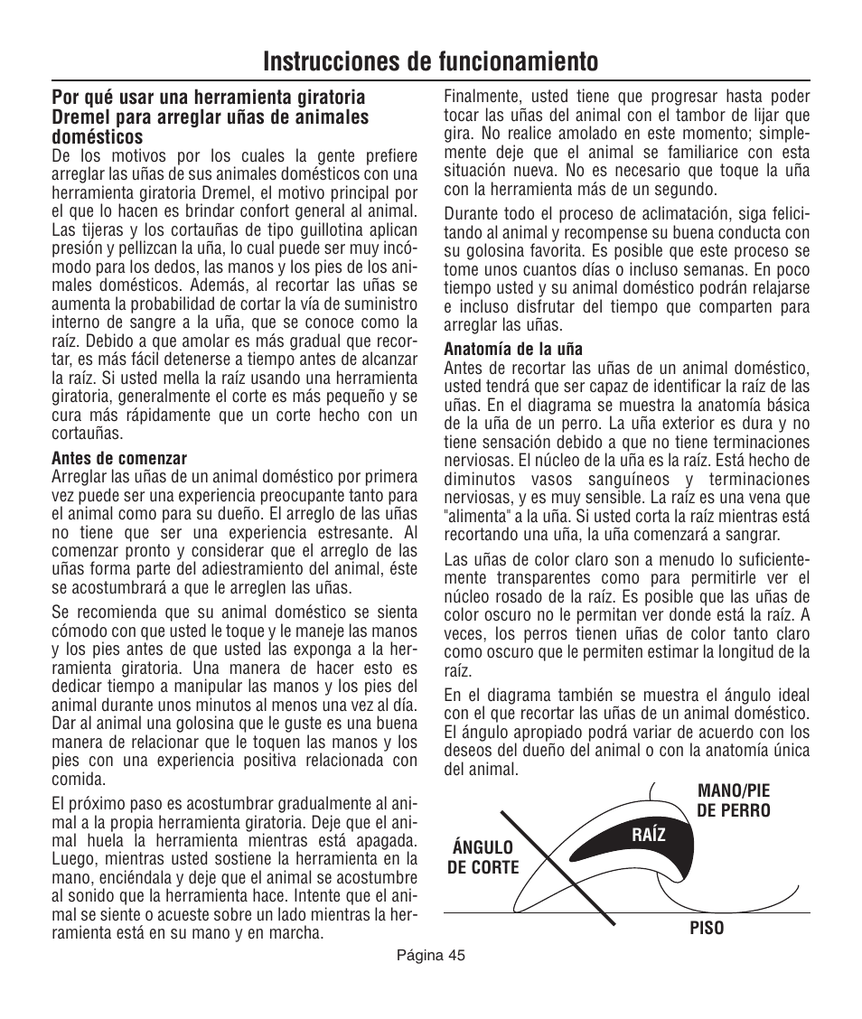Instrucciones de funcionamiento | Dremel 761 User Manual | Page 45 / 52