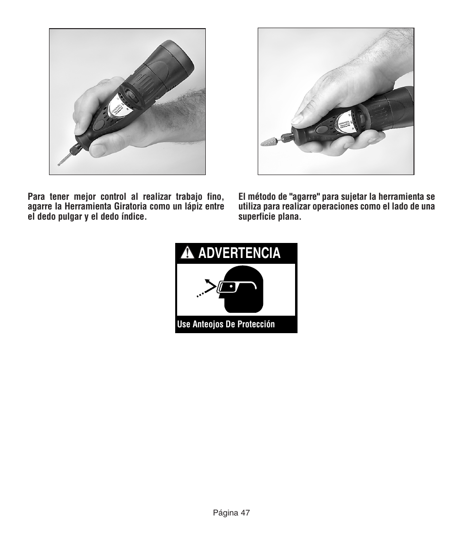 Advertencia | Dremel 761 User Manual | Page 47 / 52