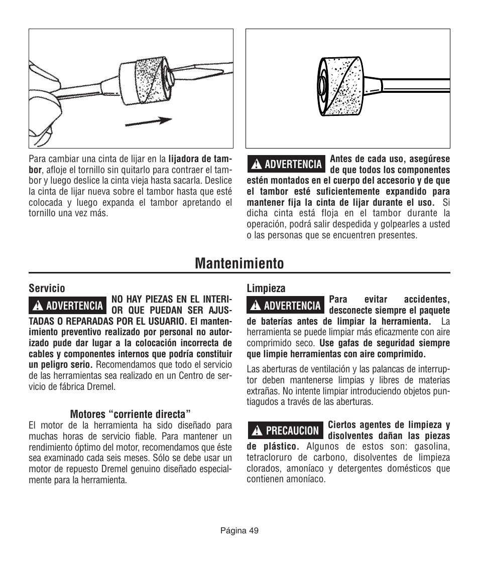 Mantenimiento | Dremel 761 User Manual | Page 49 / 52