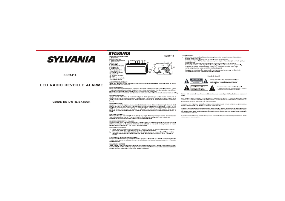 页面 2, Led radio reveille alarme, Guide de l’utilisateur | Scr1414 | Curtis SCR1414 User Manual | Page 2 / 2