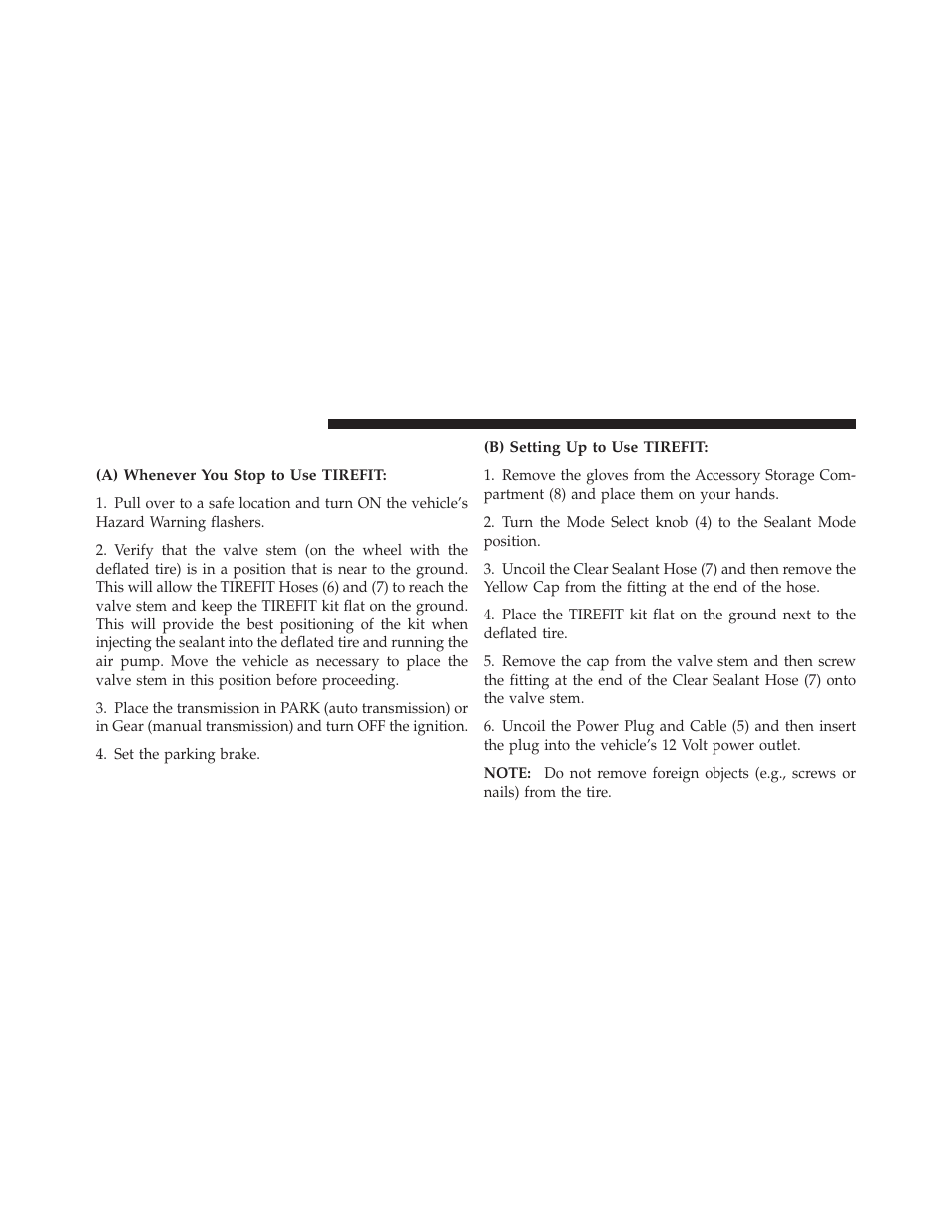 Sealing a tire with tirefit | Dodge 2010 Viper SRT10 Coupe User Manual | Page 198 / 316