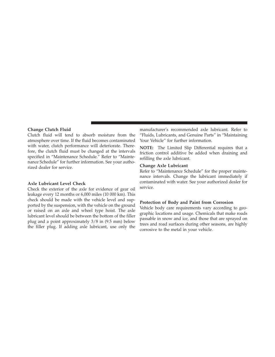 Rear axle, Appearance care and protection from corrosion, Appearance care and protection from | Corrosion | Dodge 2010 Viper SRT10 Coupe User Manual | Page 240 / 316