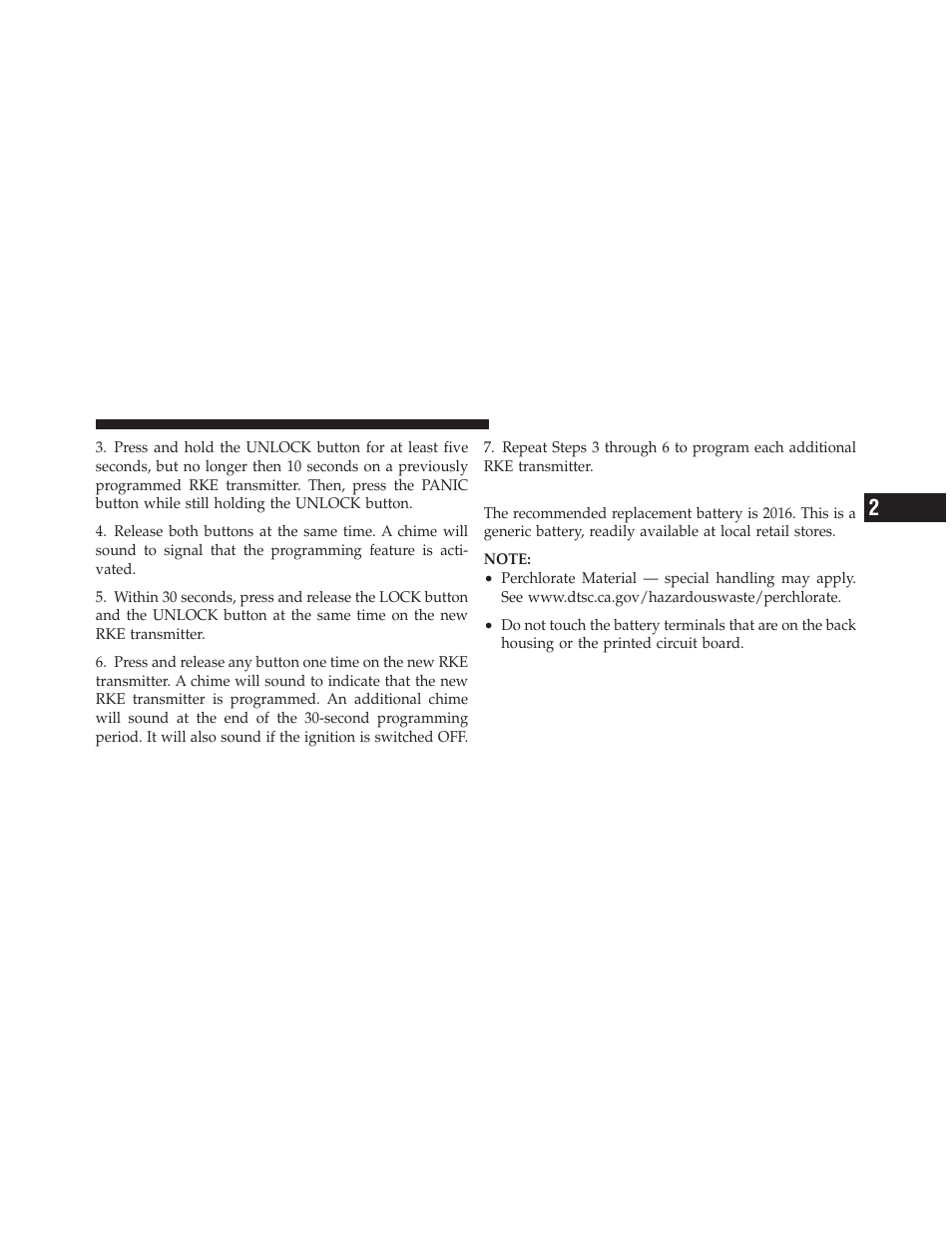 Battery replacement | Dodge 2010 Viper SRT10 Coupe User Manual | Page 25 / 316