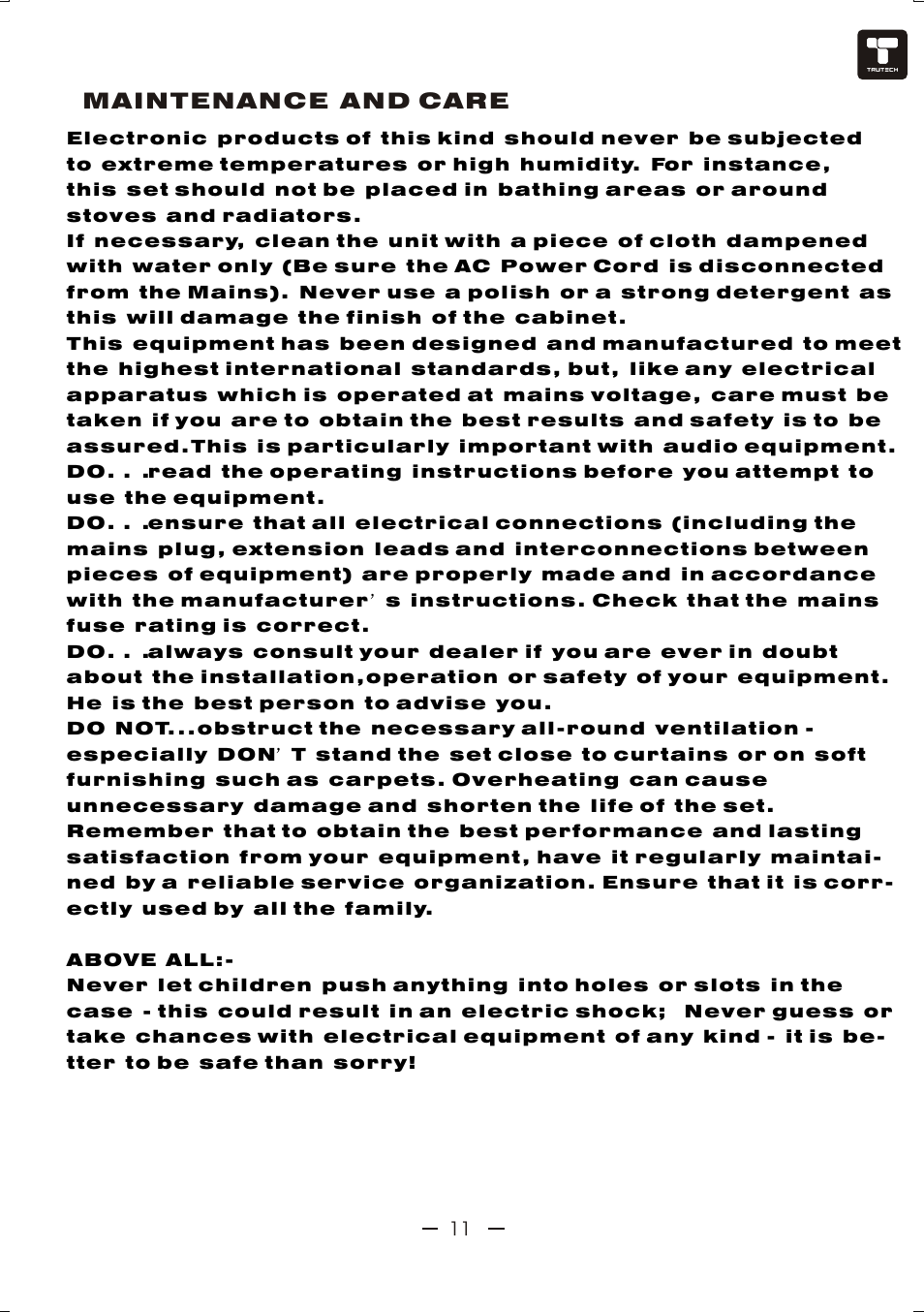 Ò³ãæ 12 | Curtis TCR4964 User Manual | Page 12 / 13