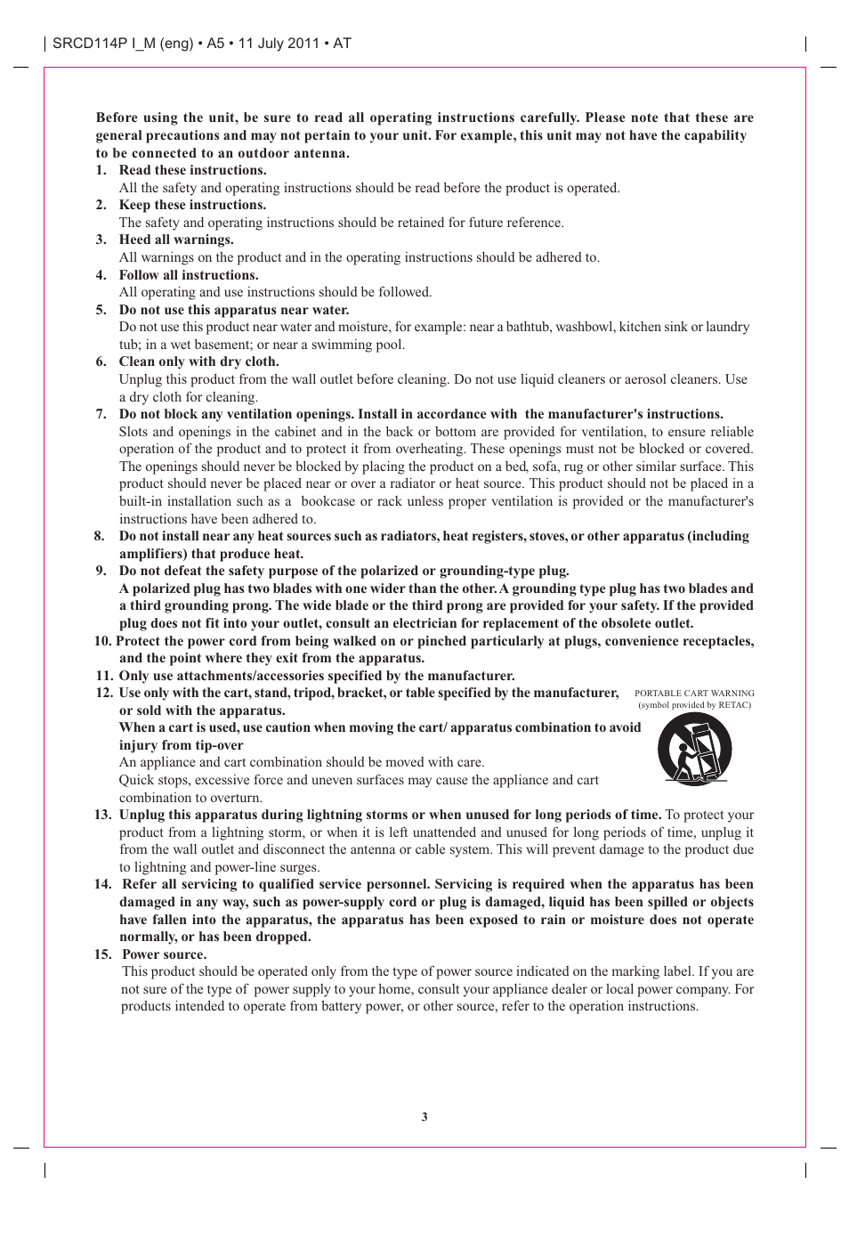 Curtis SRCD114P User Manual | Page 3 / 10